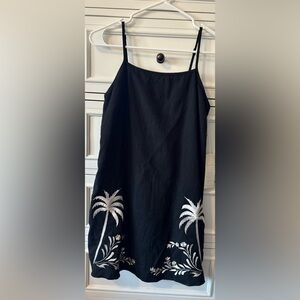 Calypso St. Barth Black Dress with White Palm Embroidery Coastal sz XS NWT Read!